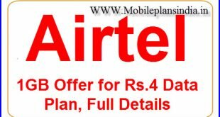Airtel 1GB Offer for Rs.4 Data Plan, Full Details