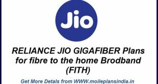 RELIANCE JIO GIGAFIBER Plans for Home Based Broadband plans